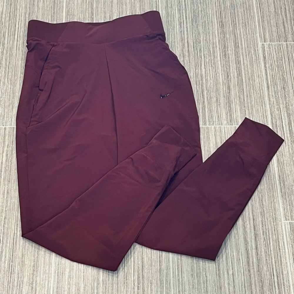 Nike Dri-FIT Training Joggers Womens XS Burgundy Mid Rise Performance Athleisure
